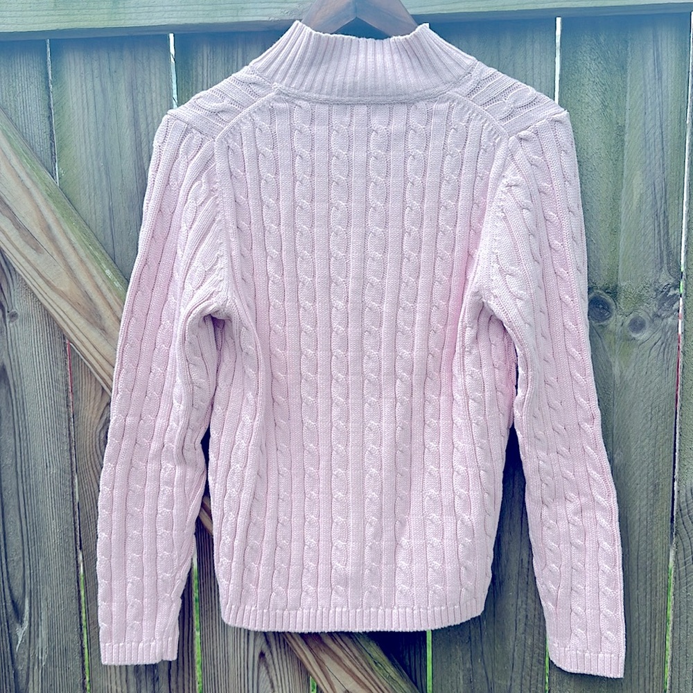 L.L. Bean Pink Cable Knit Sweater - Picture 3 of 3